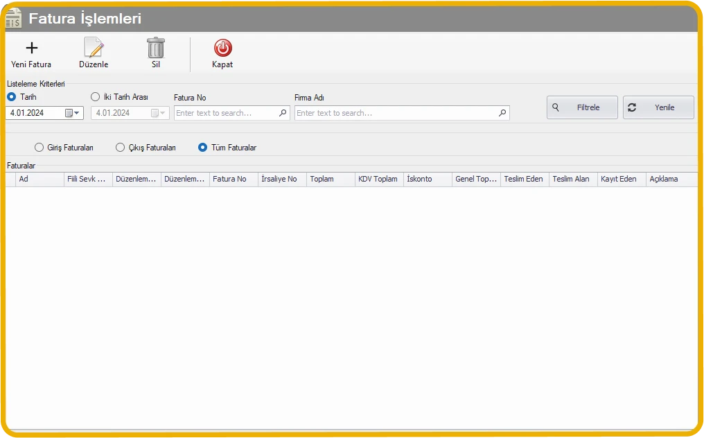 fatura işlemleri